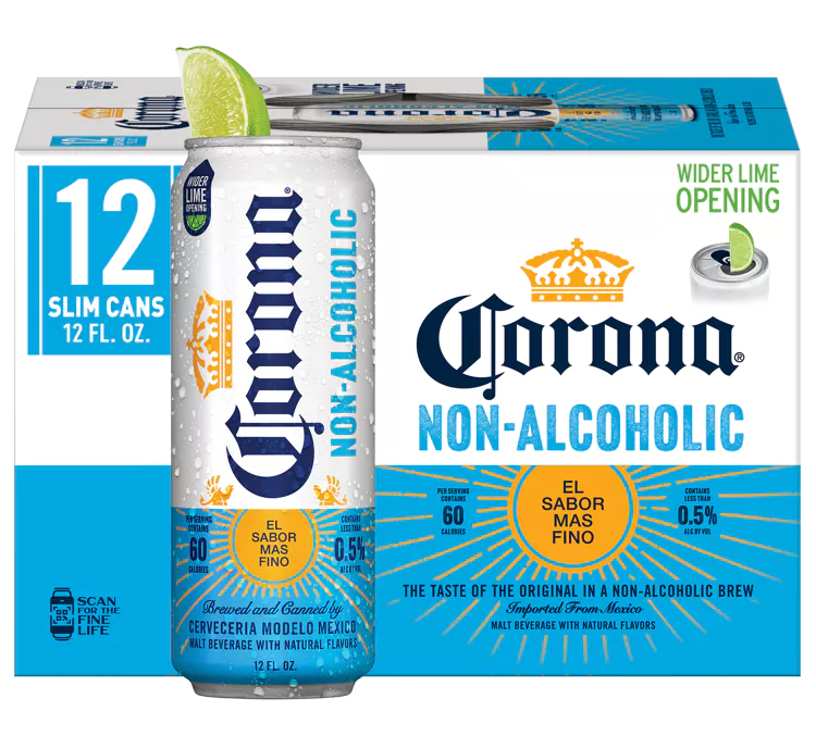 Corona Non-Alcoholic Malt Beverage Mexican Import Brew, 12 pk 12 fl oz Cans, less than 0.5% ABV - Image 1